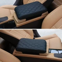 2022wave embroidery pu leather car armrest mat center console arm rest protection cushion auto armrests storage box cover padcar