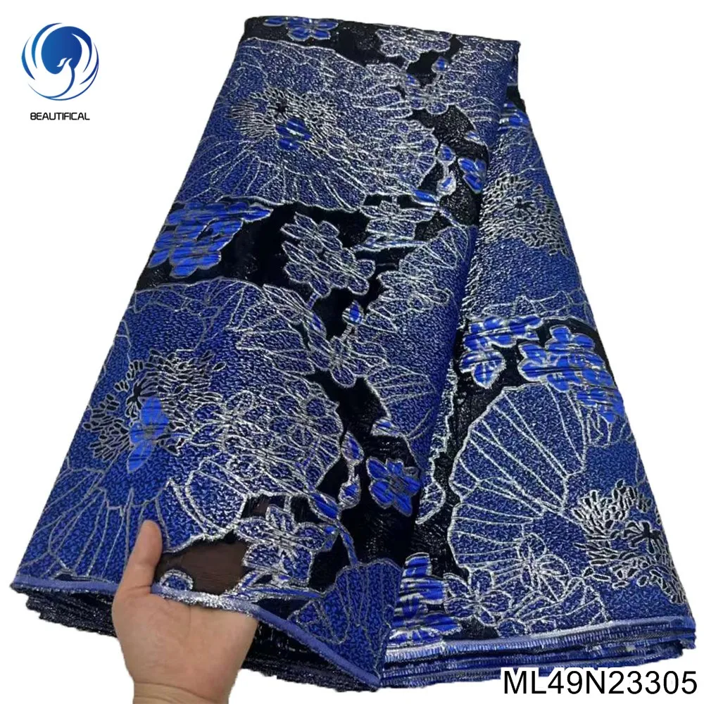 

New Jacquard Lace net Fabric Hot Sale African Brocad Lace Embroidery Nigerian Lace Fabric Garment ML49N233