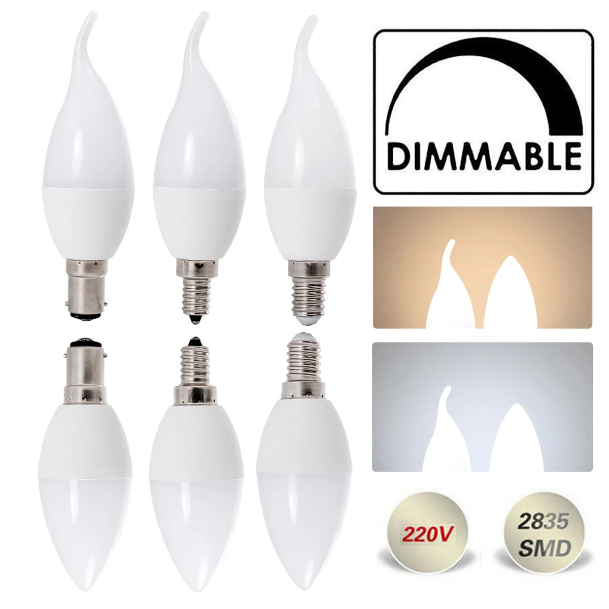 

Shape Replace Cold White Bulb Halogen Chandelier Lamps Warm Candle Decor Flame Light Dimmable