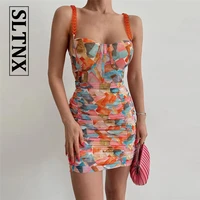 sltnx summer dresses woman 2022 slip backless dress fashion printing hip package sleeveless mini dress female clothes s m l