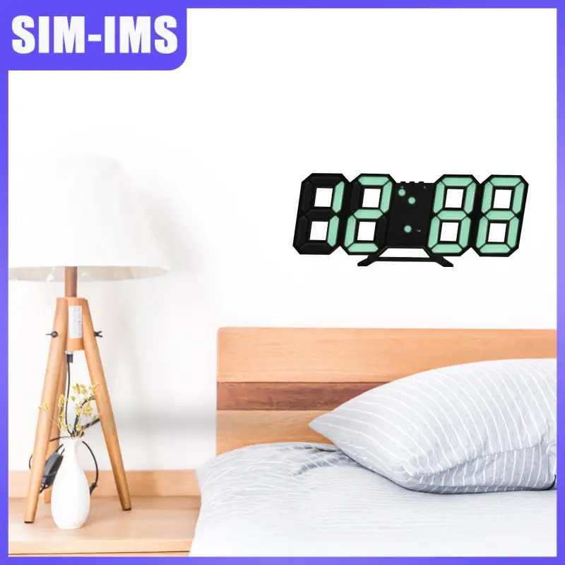 

3D LED Digital Clock Snooze Bedroom Desk Alarm Clocks Hanging Wall Clock Calendar Thermometer Home Decor Gift USB Charge