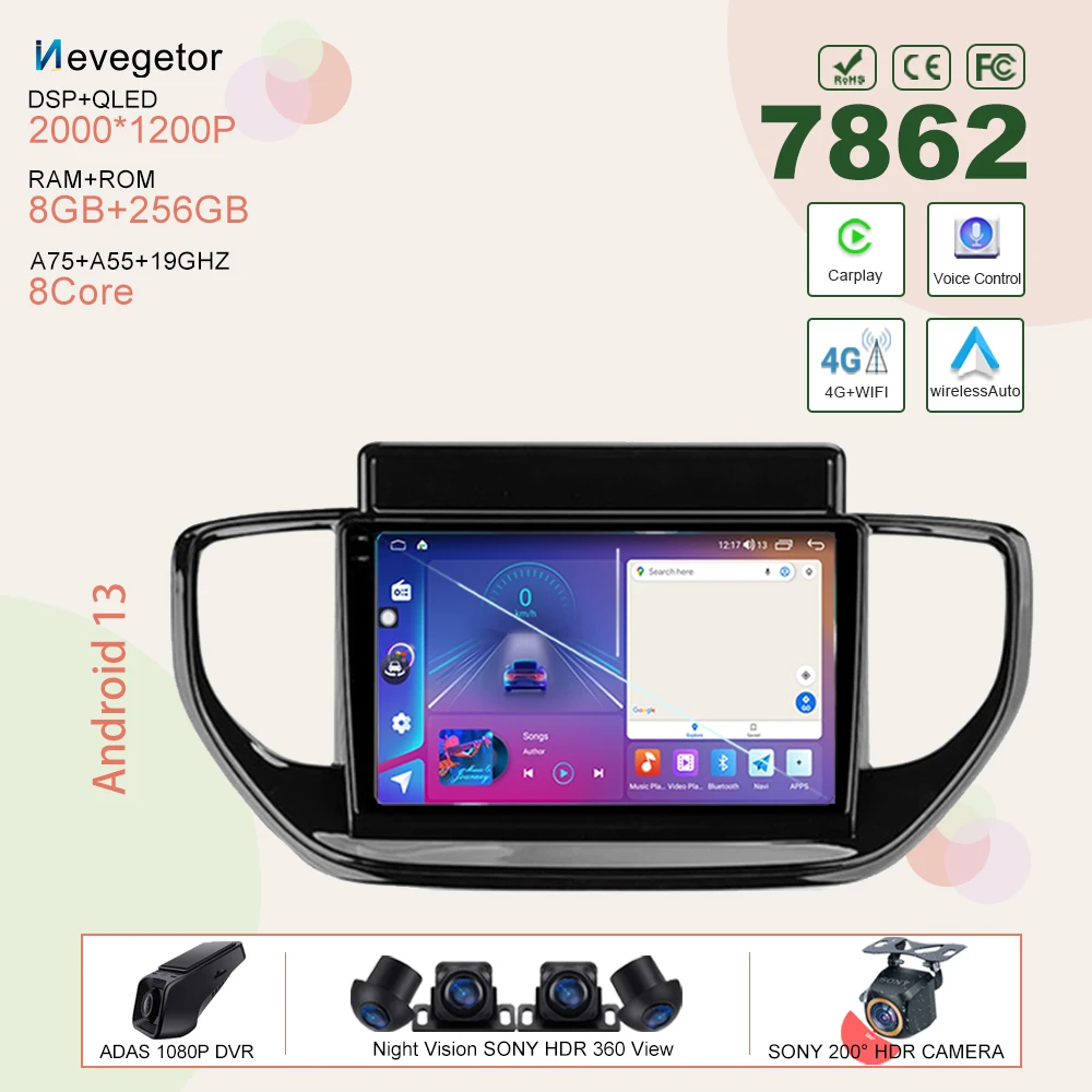 

Car Android13 For Hyundai Solaris 2 II 2020 - 2021 Auto Radio Stereo Head Unit Multimedia Player GPS Navigation No 2din DVD 7862