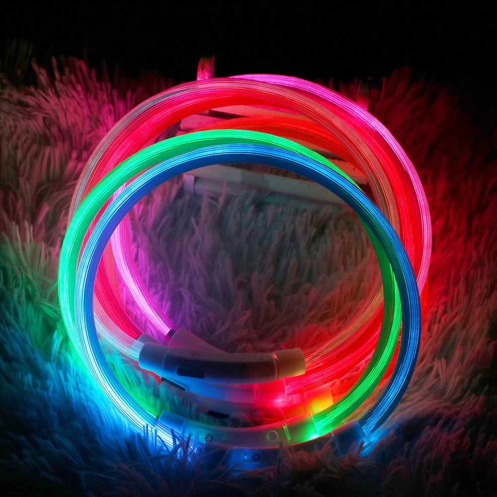 

50cm Led Usb Dog Collar Pet Dog Collar Night Dog Collars Glowing Luminous Rechargeable LED Night Safety Flashing Glow