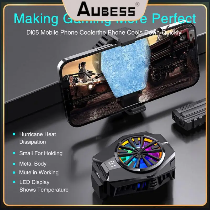 

Gaming Phone Cooler Mobile Phone Radiator With Led Screen Fast Cooling Device Silent Glare Fan Cooling Fans Cooling Artifact