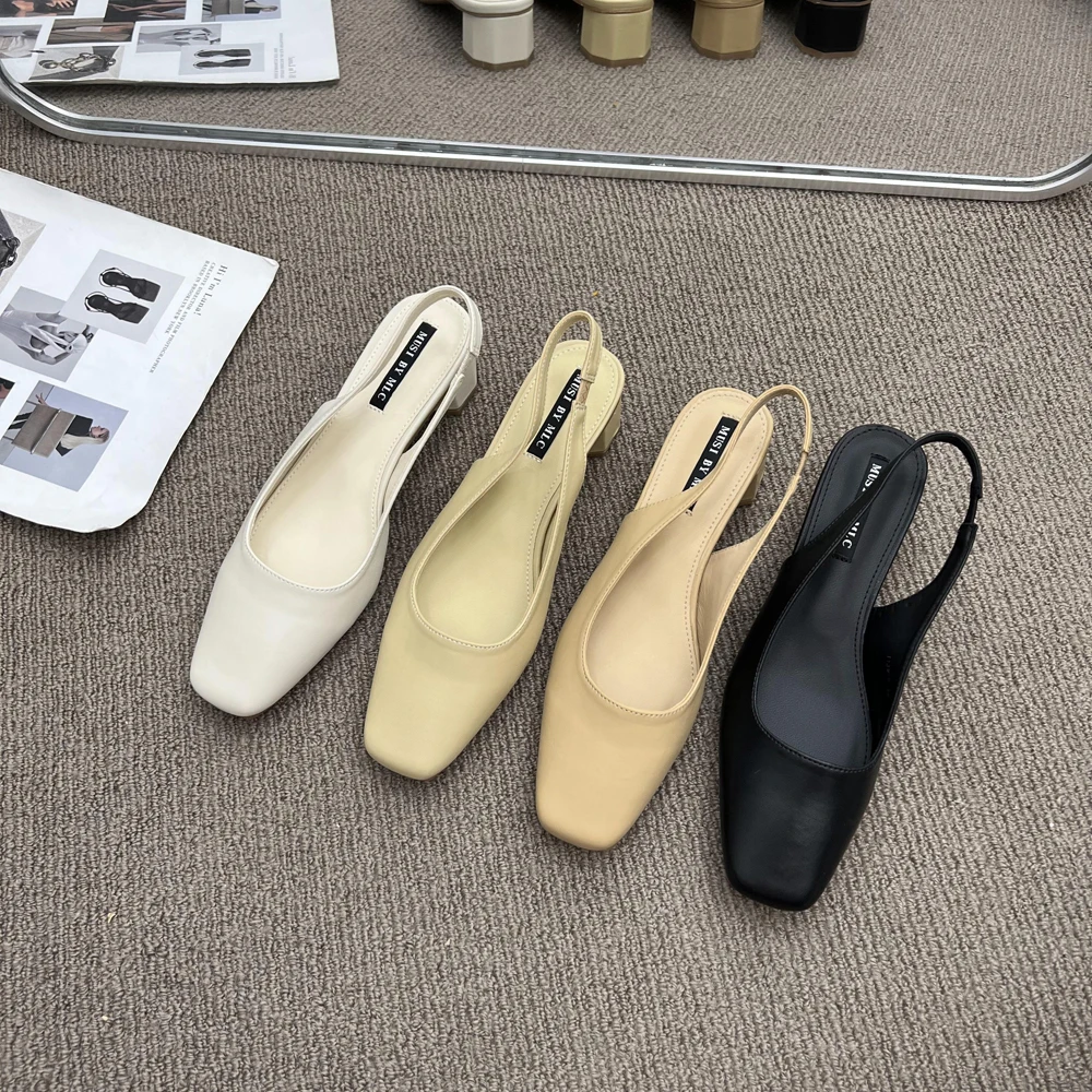 

Сандалии женские с закрытым носком, босоножки на среднем блочном каблуке, удобная обувь в стиле ретро, средний и низкий плоский каблук, с мик...