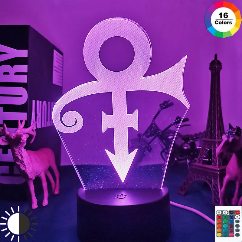 

Acrylic Led Night Light Prince Symbol Logo Nightlight for Office Room Decoration Touch Sensor Color Changing Table Usb Lamp