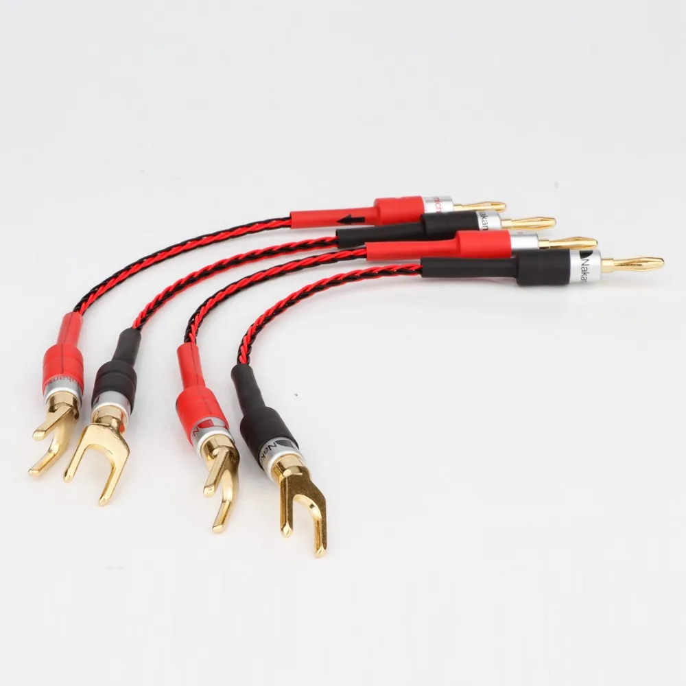 2 шт. 6 ядер оплетка аудиофил двухпроводный динамик джемпер Золотой банан/лопата 15 см