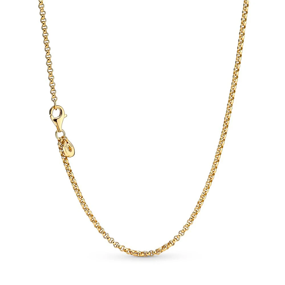 

925 Silver Necklace For Women Golden Rollo Chain Necklace Simple Temperament Clavicle Chain Jewelry Accessories Adjustable