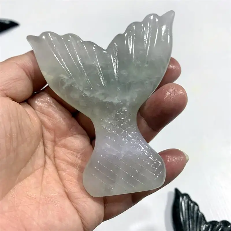 

Natural Crystal Fishtail Carving Polished Quartz Healing Stones Gemstones For Home DIY Decoration 1pcs