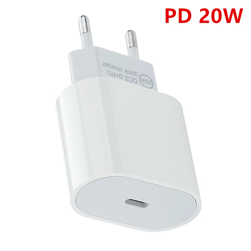 

PD 20W 18W USB Charger Fast Charging for IPhone 12 11 Pro Max 8 XR SE Type C EU Mobile Phone Adapter for Xiaomi Samsung S21 S20