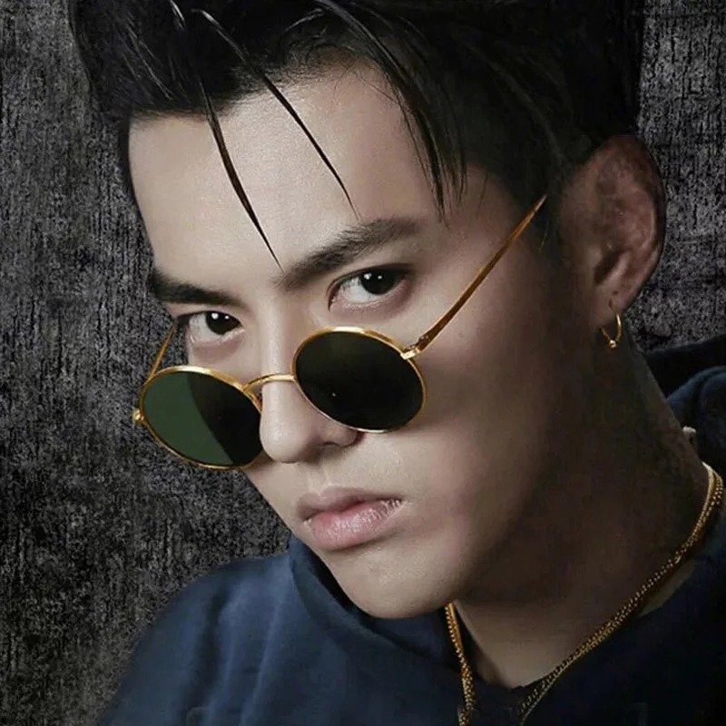 

Small round luxury brand designer women men sunglasses 2018 eye glasses retro fashion yellow ladies vintage black goggles new