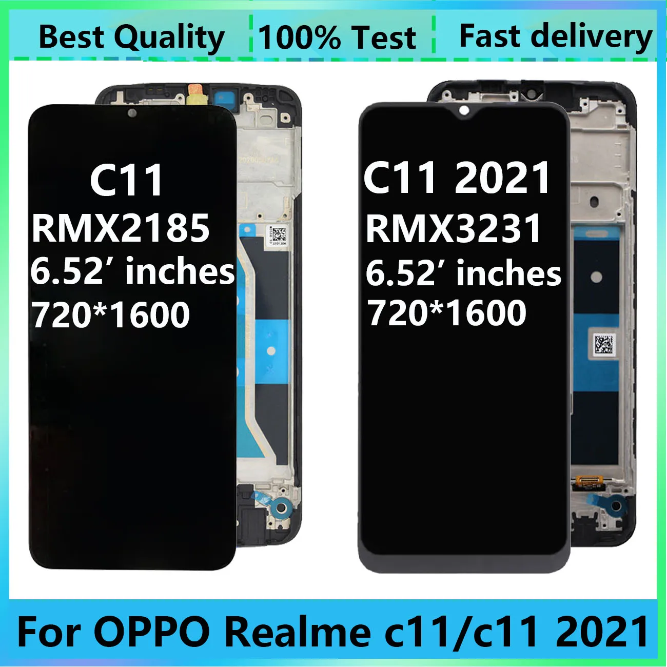 Оригинальный ЖК-дисплей для OPPO Realme C11(2021) RMX2185 RMX3231, с рамкой, детали для замены
