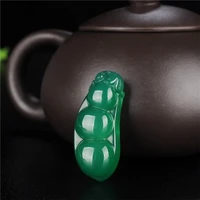 natural chinese jade hand carved green agate jade string beans jade pendant fashion lovers jade chalcedony jewelry necklace