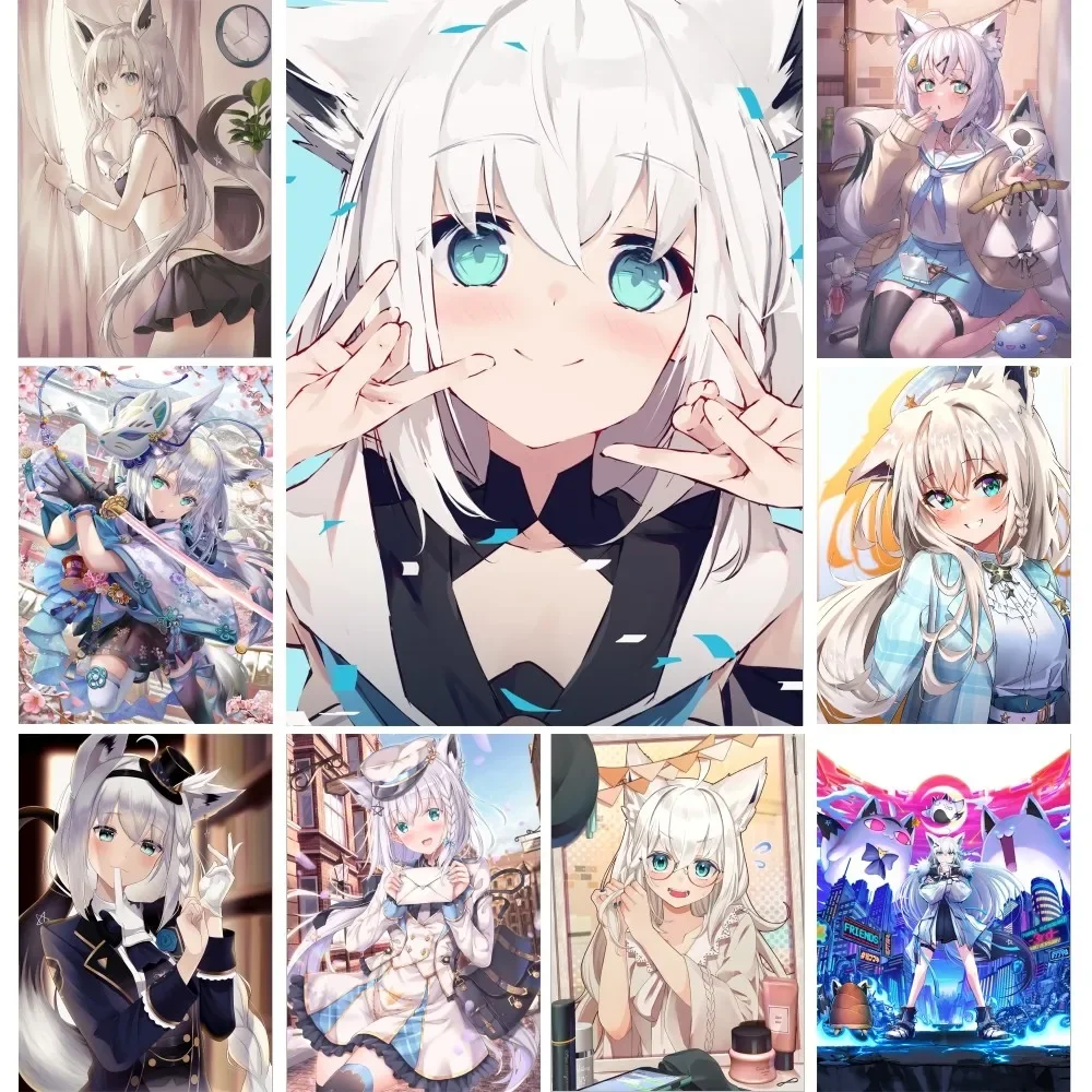 Shirakami Fubuki Hololive Vtube Аниме Настенное Искусство Холст Принт Классический Стиль