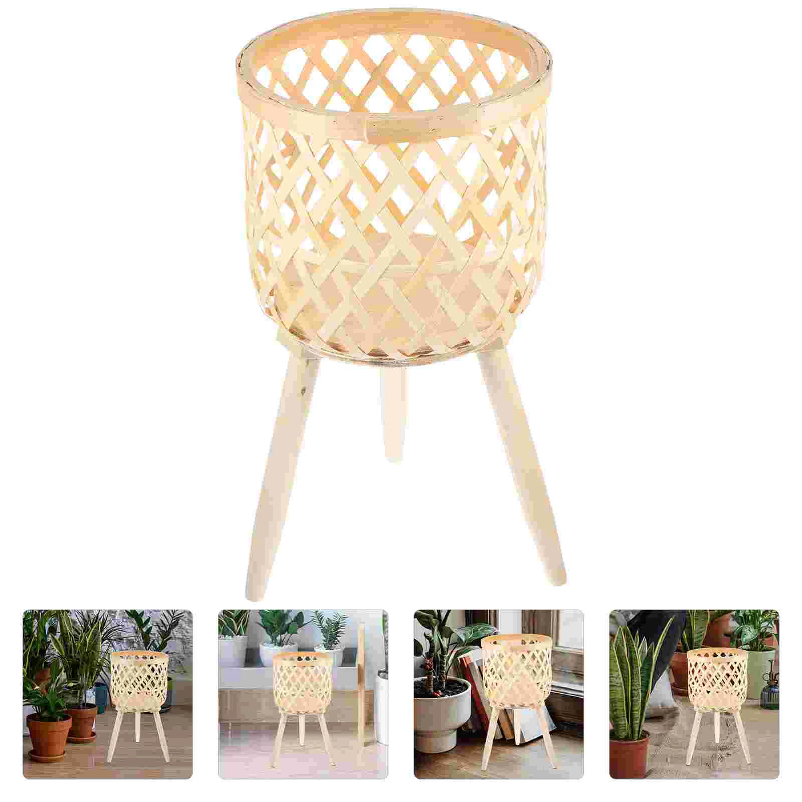 

Stand Holder Planter Flower Pot Indoor Potted Basket Wooden Wovenrack Garden Shelf Modern Stands Rustic Woodcorner Decorative