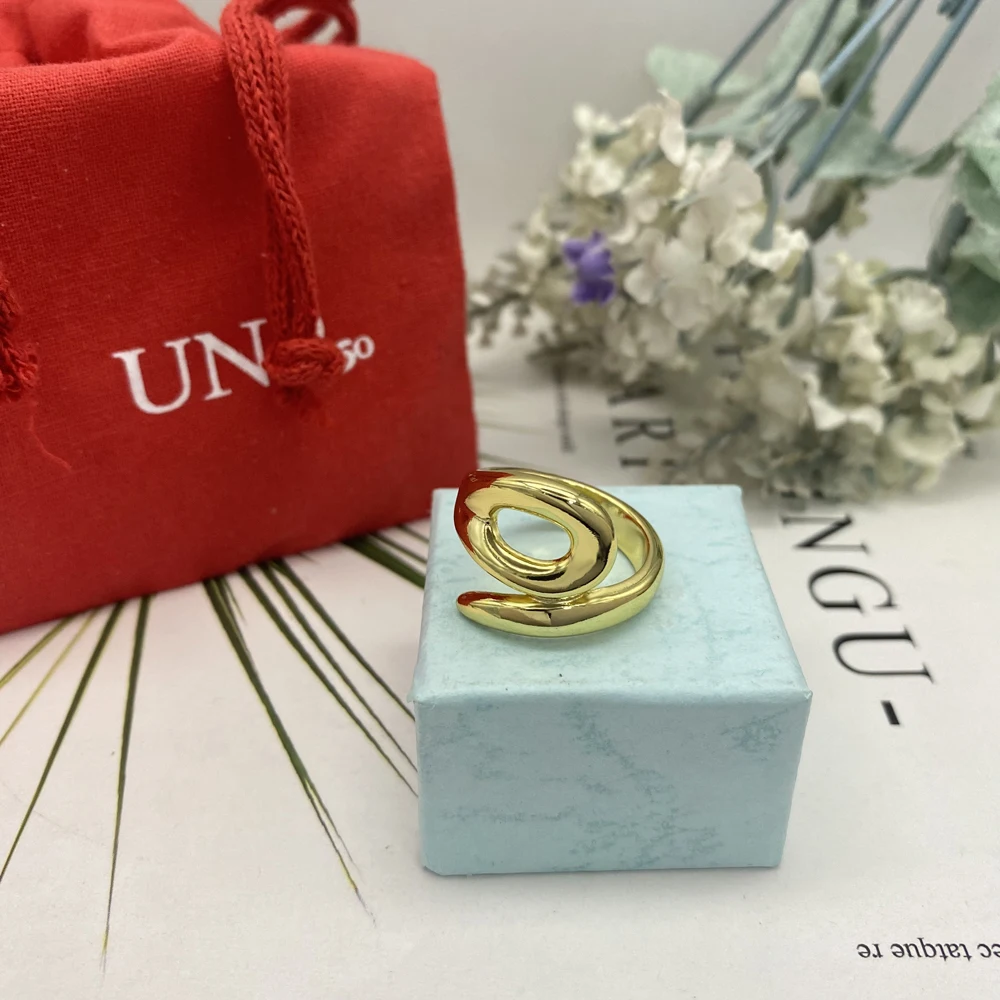 

Регулируемое Золотое Открытое кольцо, модное эксклюзивное простое высококачественное женское Универсальное кольцо для свиданий и путешествий, подходит для UNO DE 50