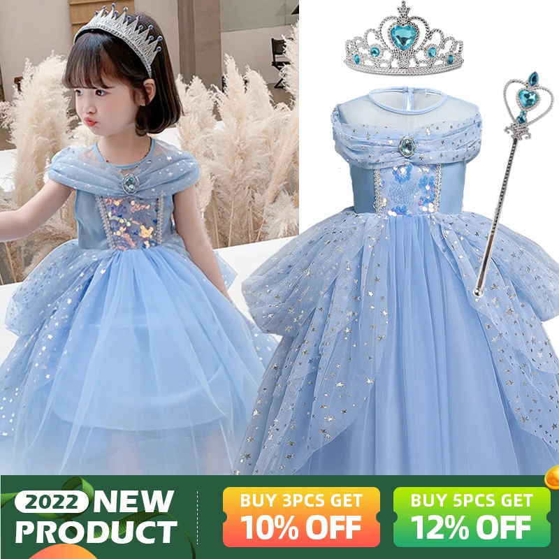 

Синие платья принцессы для косплея для девочек, костюмы на Хэллоуин для девочек, маскировка принцессы, Детская Карнавальная одежда, детское...