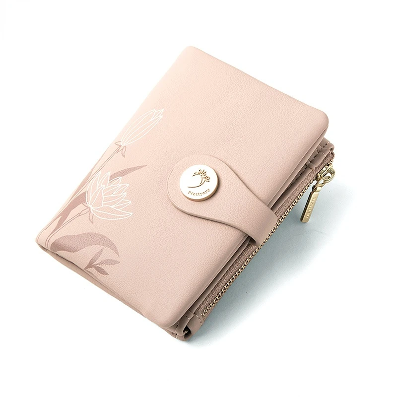 

Новый женский модный маленький кошелек с цветами, складной кошелек с застежкой для девушек, брендовый дизайнерский женский держатель для к...