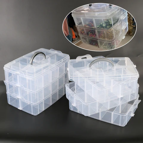 Прозрачная коробка для хранения, чехол для хранения, пластиковая коробка с 3 отделениями, съемный прозрачный контейнер с 30 отделениями