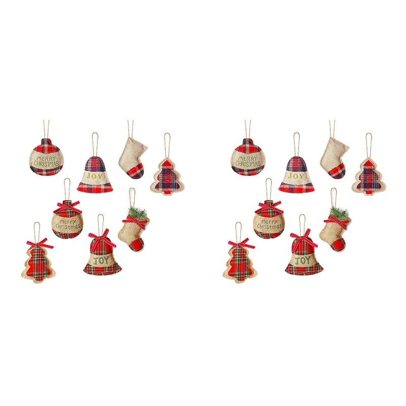 

16 Pcs Burlap Christmas Tree Ornaments Rustic Christmas Tree Ornaments Stocking Decorations Christmas Party Decoration