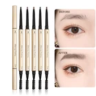 Натуральный карандаш для бровей, 5 цветов, коричневый, двойная головка, треугольная, долговечная, водонепроницаемая, ультра тонкая, для бровей, макияж, ручка, Золотая косметика