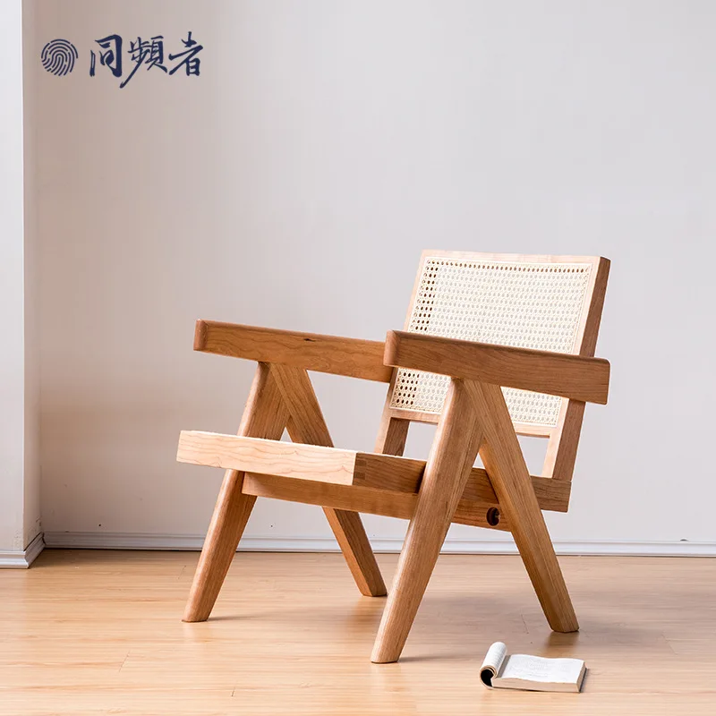 

Стул из твердой древесины, ротанговый стул, стул для отдыха на балконе, стул из ротанга со спинкой, средневековая мебель Wabi-Sabi, мебель для дома, стулья