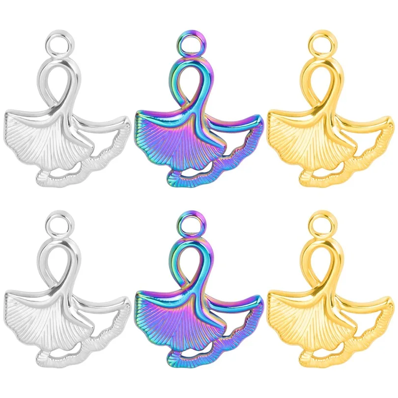 

WZNB 5Pcs Stainless Steel Ginkgo Leaf Charms for Jewelry Making Earring Pendant Necklace Keychain Accessories Craft Diy Material