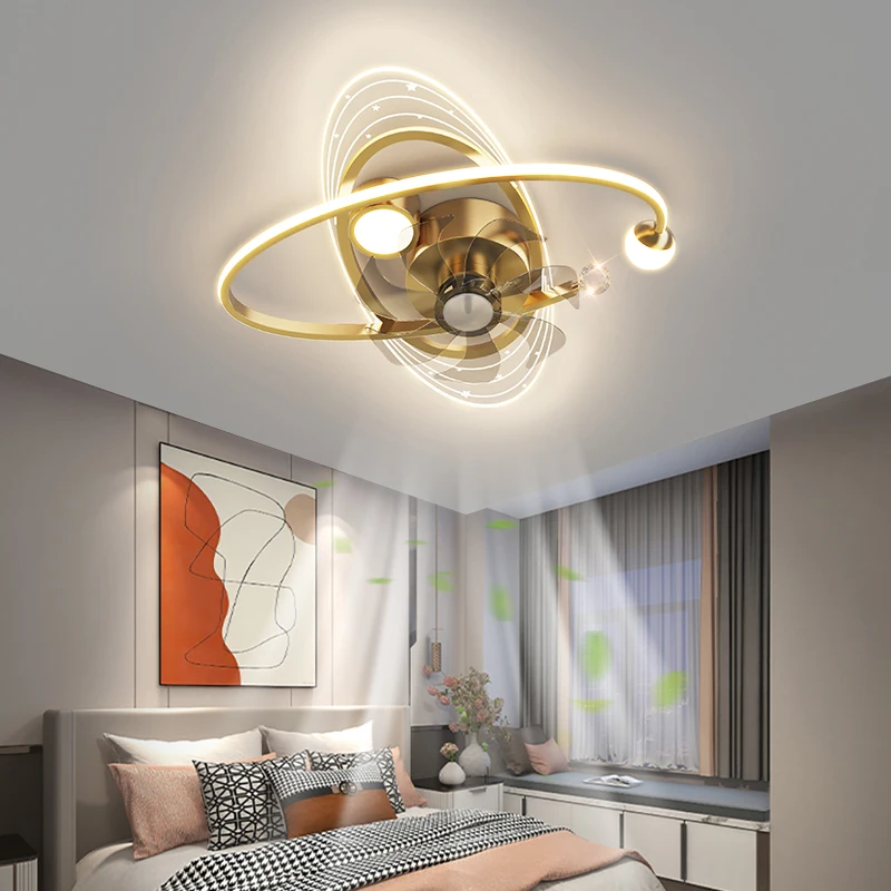

Round Living Room Led Chandeliers Luxury Bedroom Full Of Stars Gold Chandelier Simple Modern Atmosphere Flush Mount Ceiling Lamp