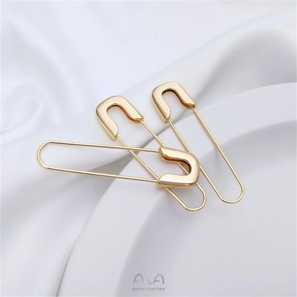 Позолоченные 14-каратные серьги в форме булавок скрепки для бумаг простые
