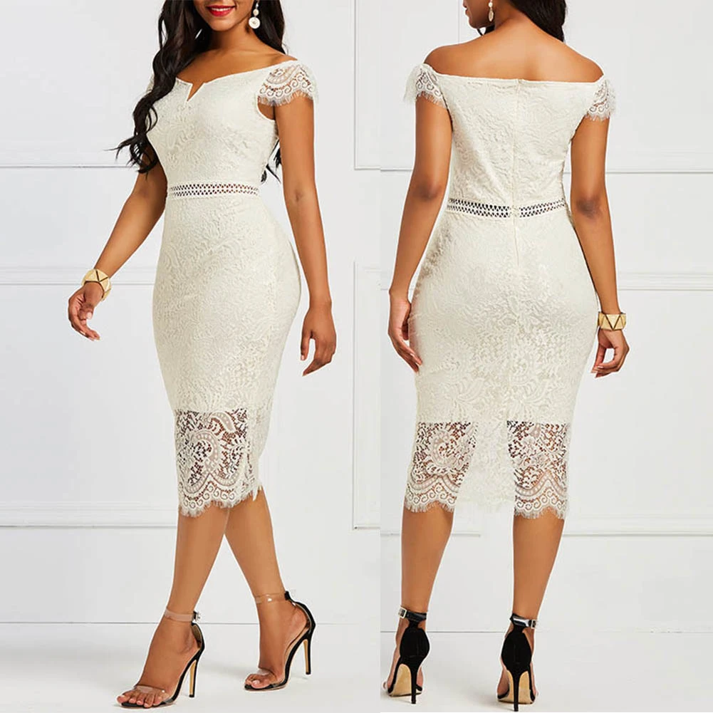 

Sexy Women Dress Lace Hollow Backless Elegant Party Chic Retro Dress Black White Lace Dresses New 2022 New