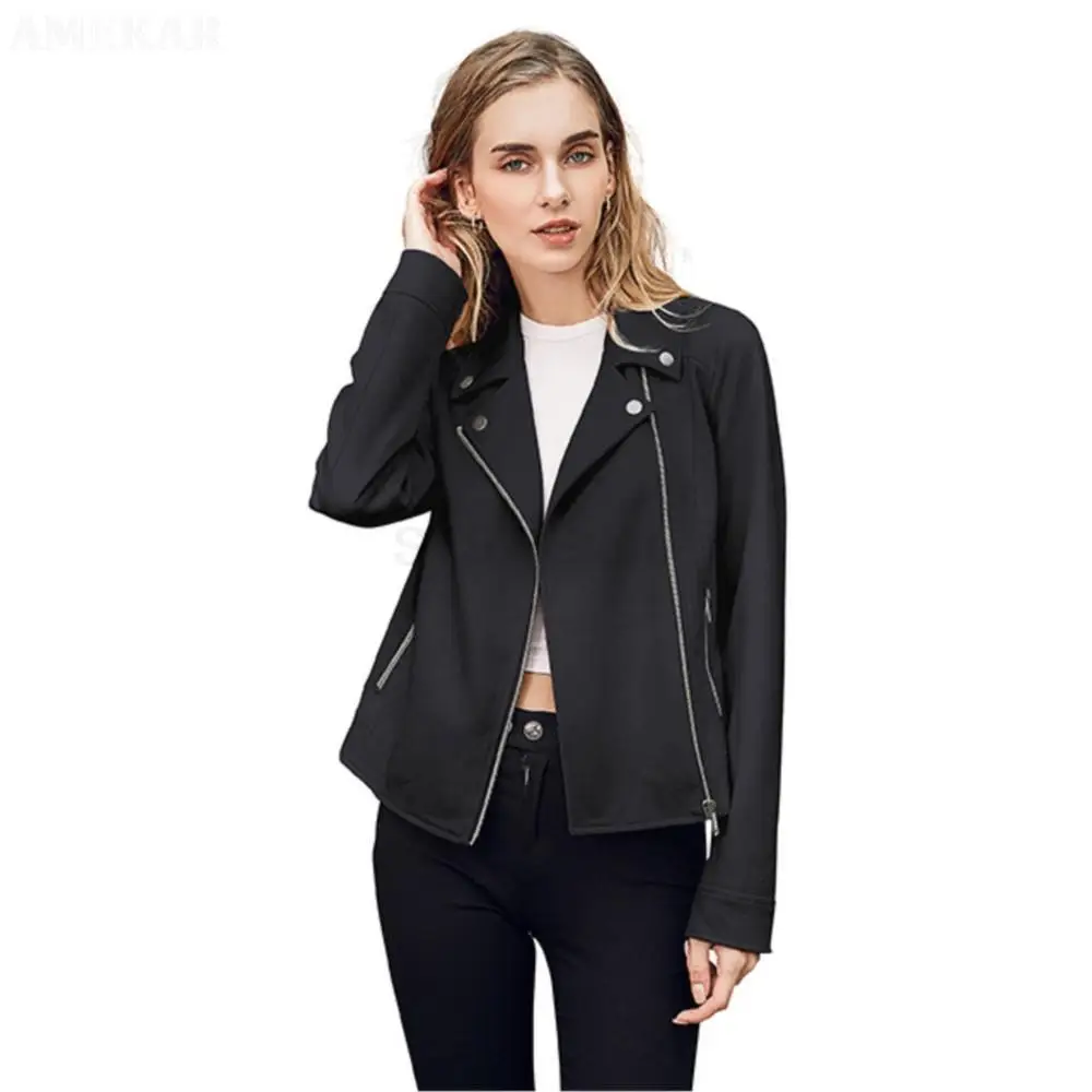 Women Winter Simple Real Suede Jackets Long Sleeve Pure Color Zipper Leather Coat Luxury Genuine Leather Designer Outwear