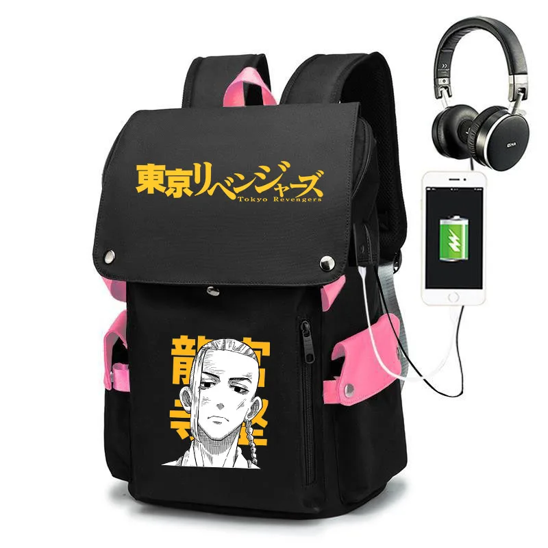 

Tokyo Revengers children's backpack black USB bag outdoor travel bag cartoon printing bag school bag for teenagers leisure bag