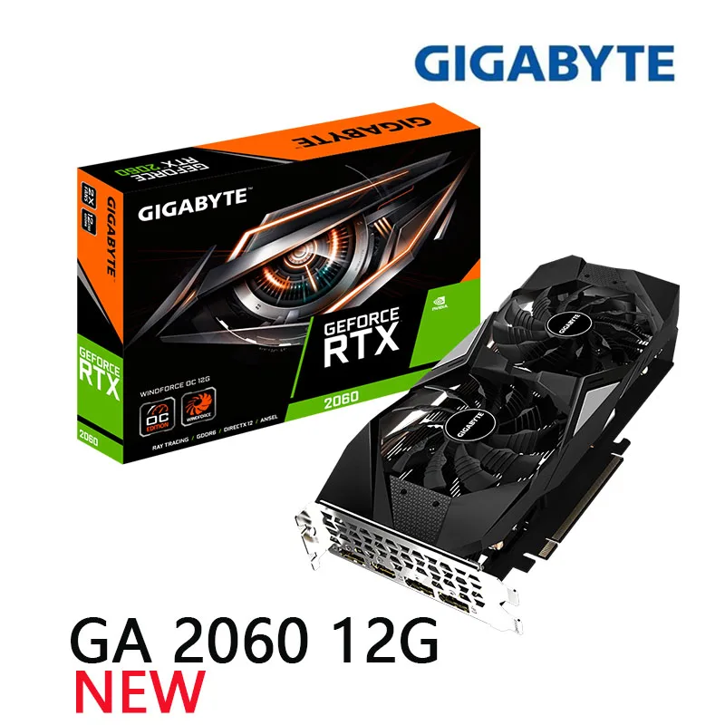 Видеокарта GIGABYTE GeForce RTX 2060 12G GDDR6 14000 МГц 12 Гб GPU графическая карта Поддержка