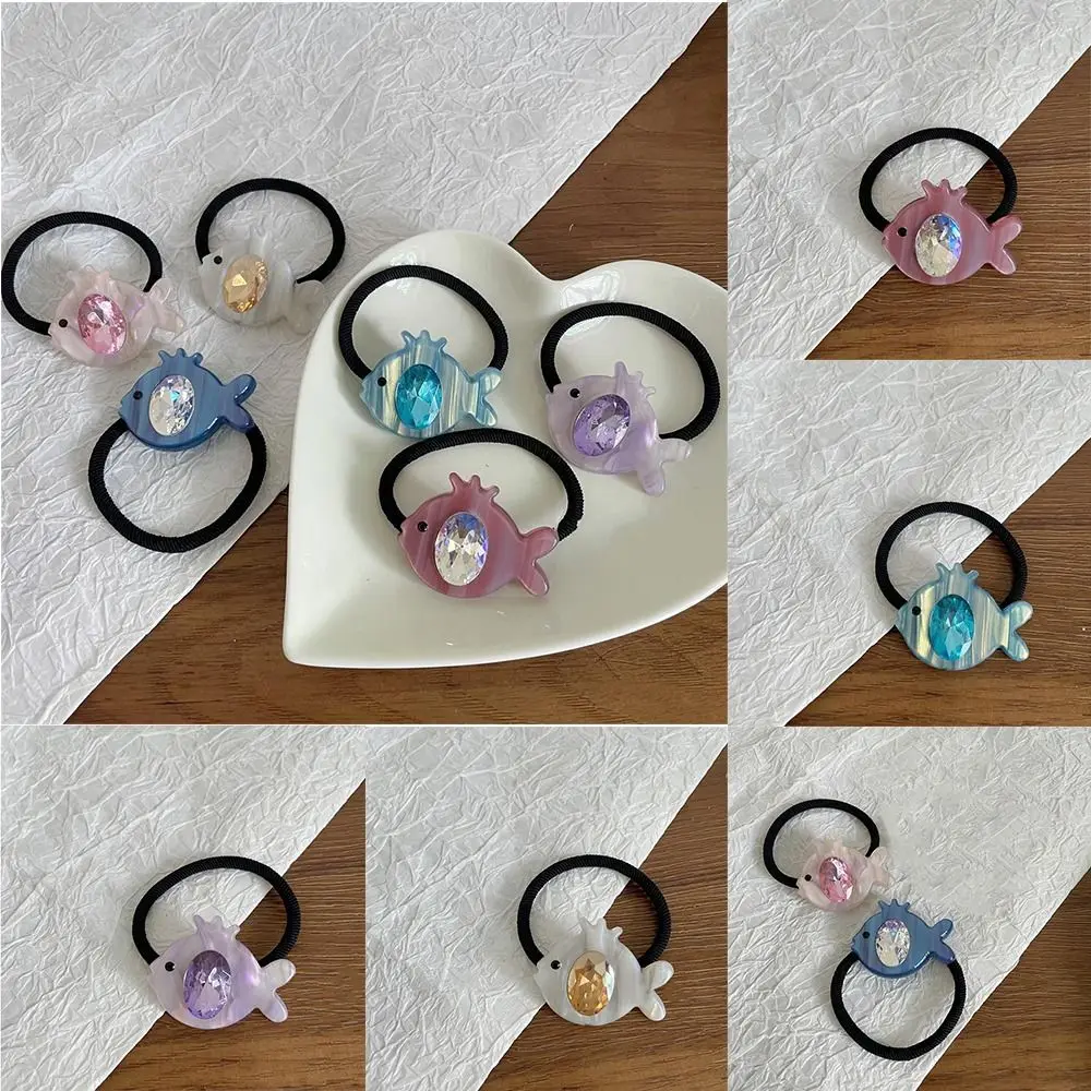 

Korean Style Acetic Acid Fish Hair Rope Cute Ponytail Holder Crystal Elastic Hair Band Rabbit Ear Hair Rope Hair Accessories