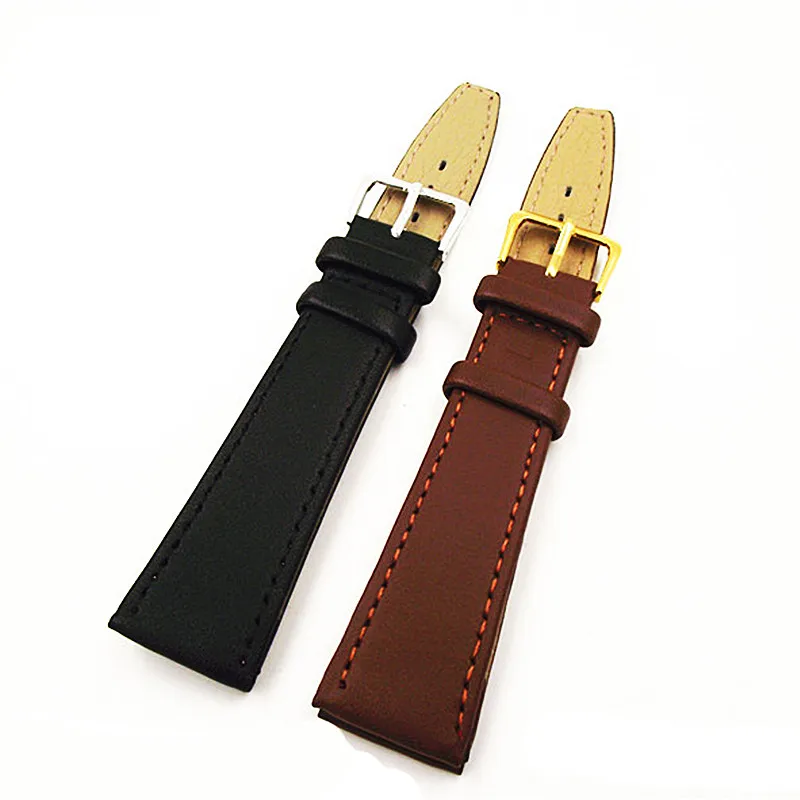 Wholesale 100PCS/Lot 12mm 14mm 16mm 18mm 20mm 22mm Genuine Leather Watch Band Watch Strap Watch Parts Black And Brown Color New