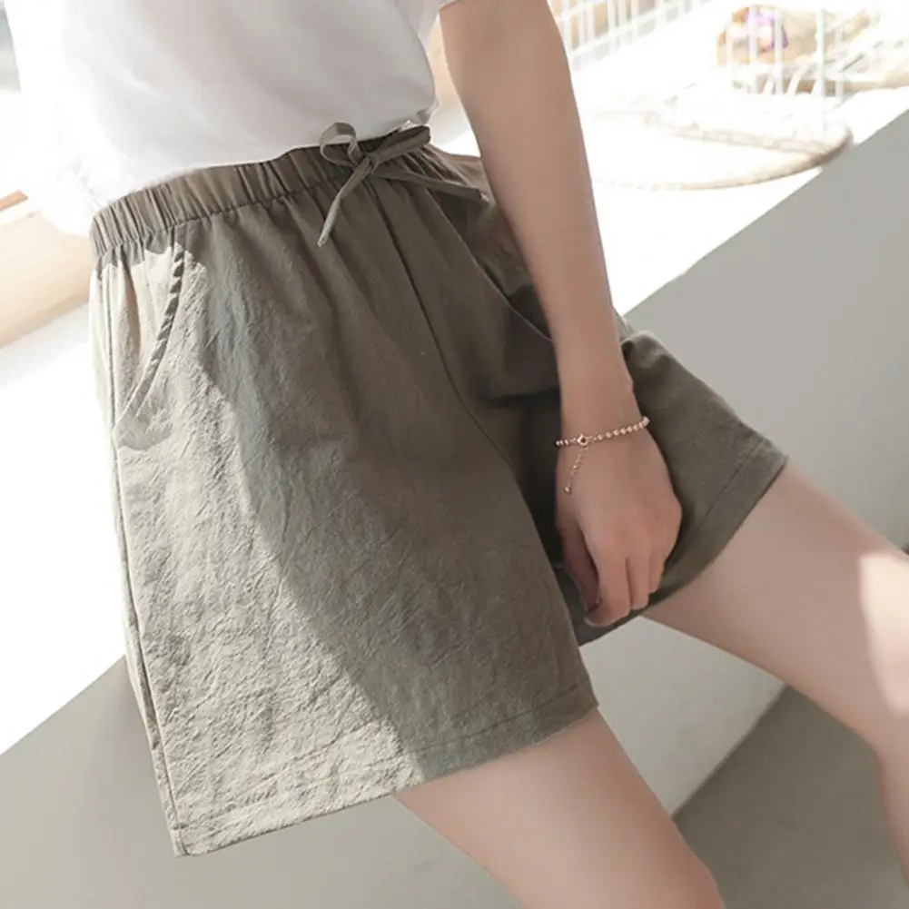 

2022 Women Shorts Summer Casual Cotton Linen Shorts Women High Waist Wide Leg Shorts Pure Color Loose-fitting Shorts Streetwear