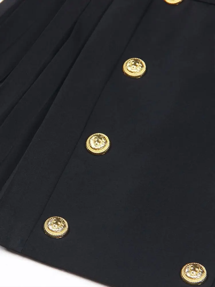 Женская плиссированная мини-юбка Модная стильная с металлическими пуговицами в