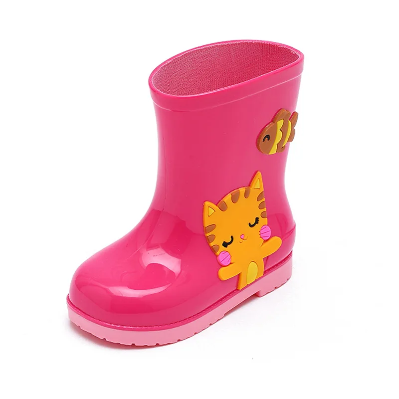 

Детская обувь с милыми мультяшными животными, модные дождевые ботинки для девочек, обувь с мягкой подошвой для мальчиков, водонепроницаемая дождевая обувь SYD001