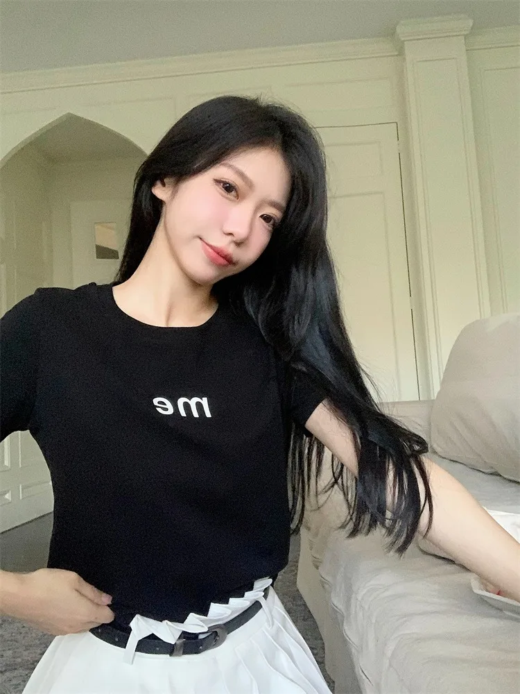 Плюс размер Chubby Girl утягивающая футболка с буквенным принтом на плечах женская