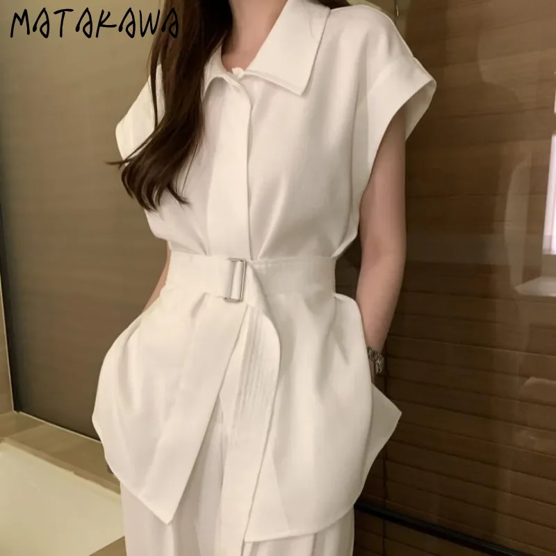 Matakawa блузка и брюки однотонные весенне-летние корейские модные элегантные