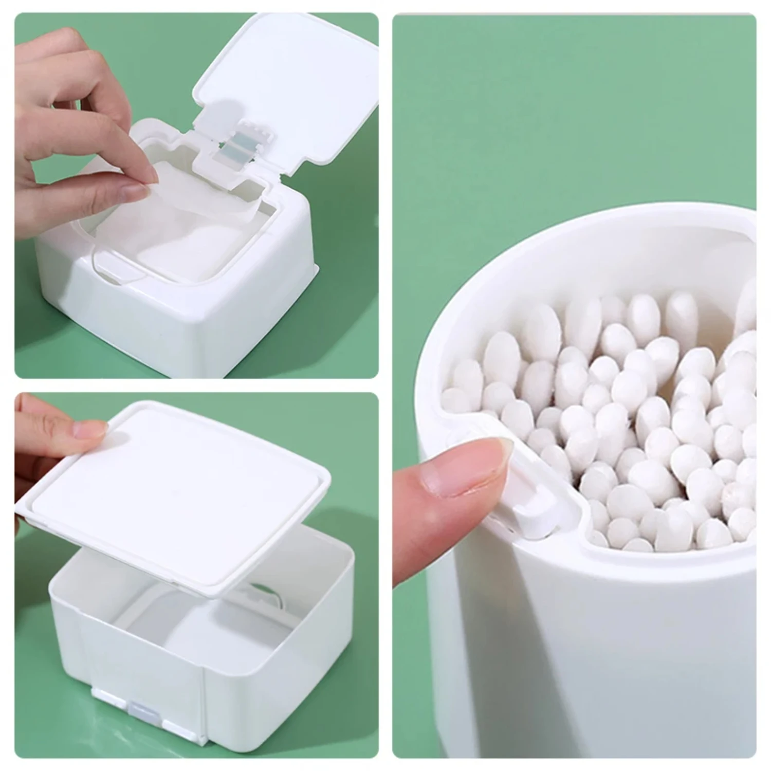 Стильная круглая прямоугольная коробка для ватных тампонов с двойной сеткой