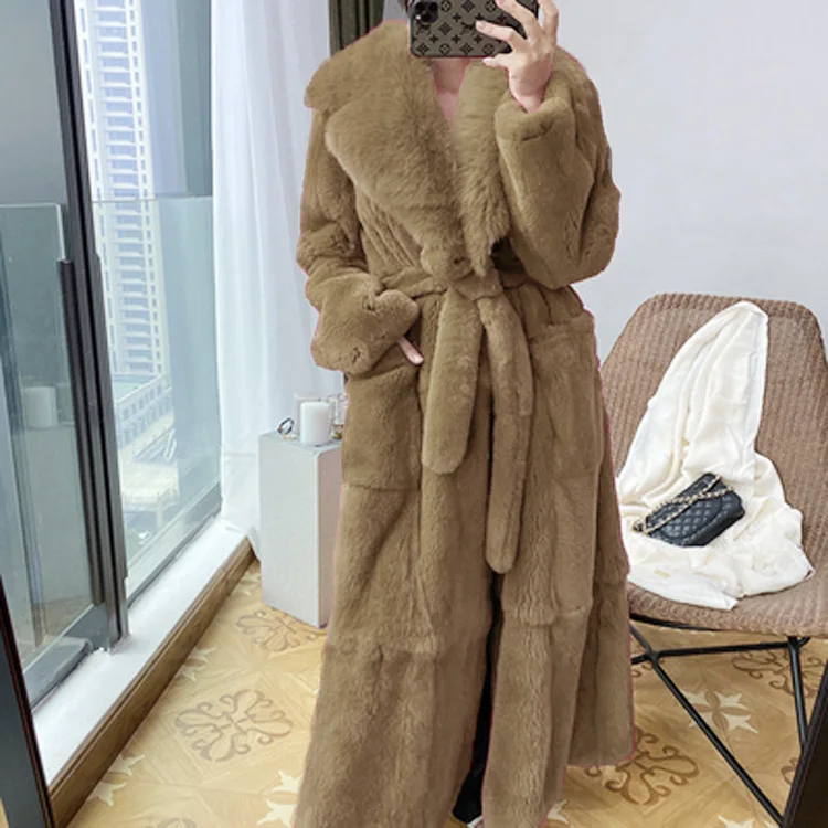 Winter Women Thick Warm X-Long Faux Fur Jacket Female High Quality Fluffy Rabbit Fur Coat Oversize Loose Parkas Oversize Coat