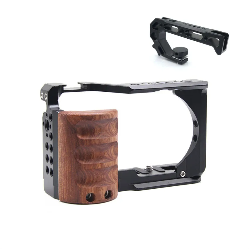 Camera Cage + Top Handle Kit Aluminum Alloy Video with Cold Shoe Mount 1/4" & 3/8" Threads for Sony ZV-E10