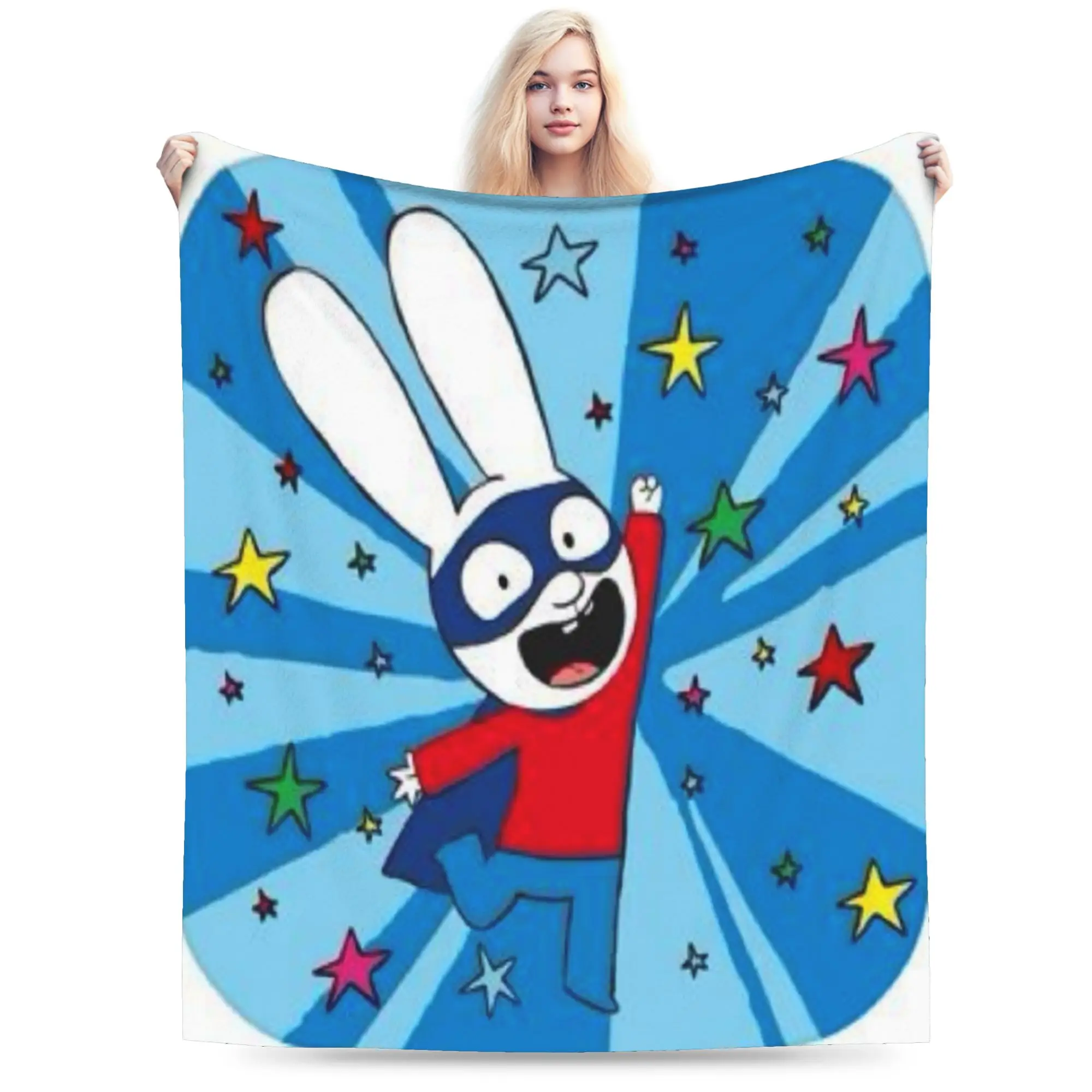 Фото Плед S-Simon Super Rabbit для мальчиков и девочек, фланелевый плед для спальни, комфортный дизайн, качественное покрывало, подарок. №1