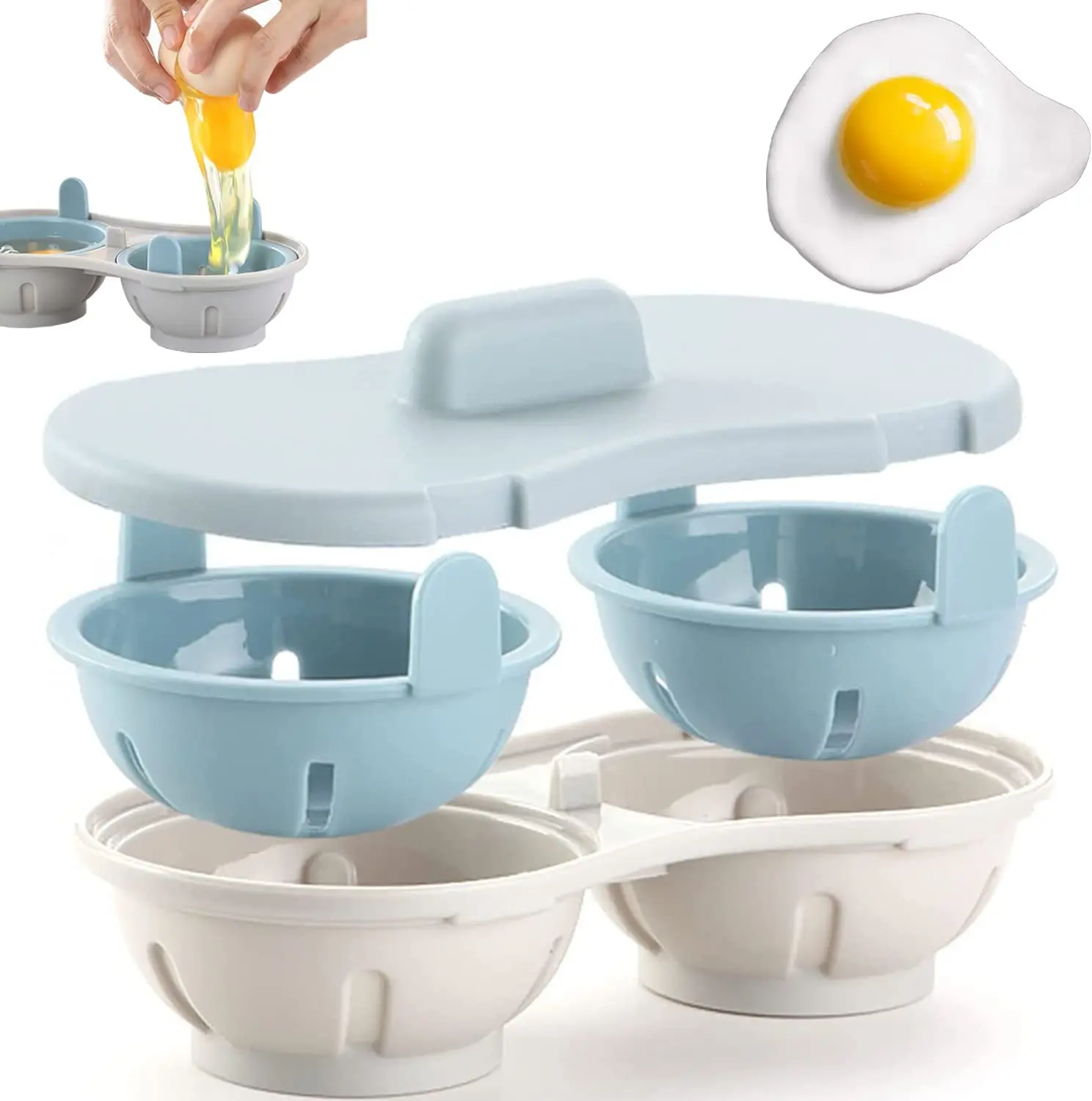 

Creative Microwave Steamed Egg Box Egg Maker Poached Egg Steamer Egg Tray Double-layer Cooking Eggs Mould Kitchen Gadgets