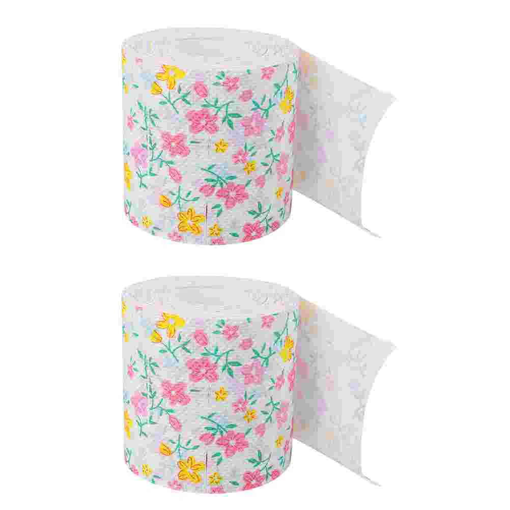 

2 Rolls Toilet Paper Napkins Practical Home Tissue Cocktail Handkerchief Decorative Printing Travel Towels Bulk Rolling