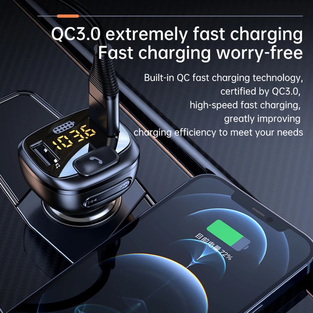 

Charger Car Charger Design With LED Display Dual USB Easy To Install FM Transmitter Operating Voltage High Quality