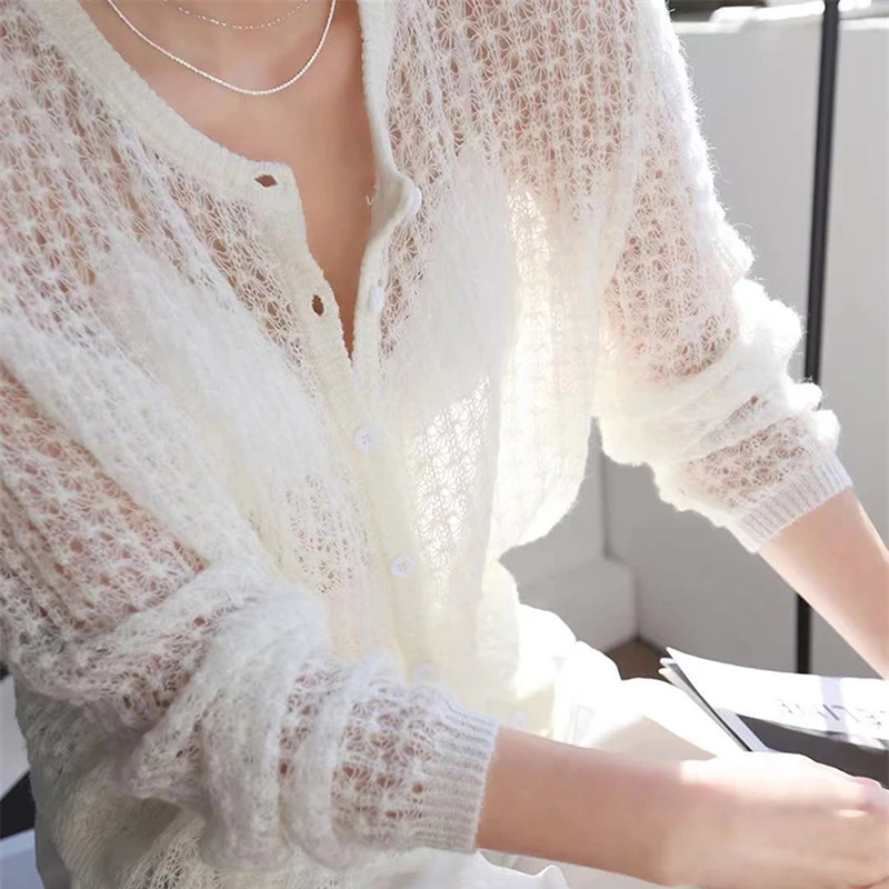 

Fashion Women Knit Cardigan Women O-neck Elegant Autumn And Winter Knit Top Soft Loose Women Coat Mohair Sweater Solid Color