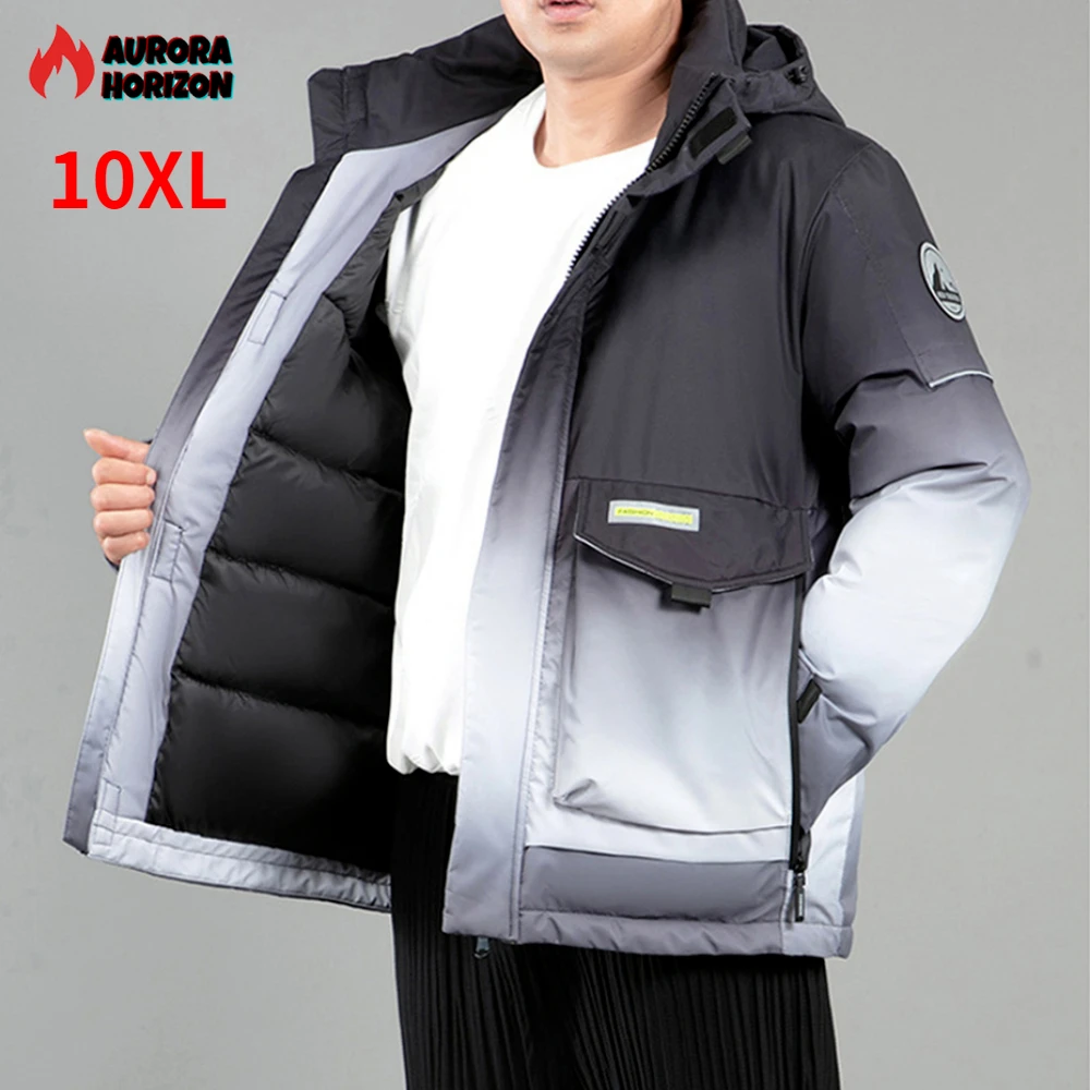 

AuroraHorizon Plus Size Parkas Men 9XL 10XL Thick Jackets Winter Casual Gradient Coat Male Winter Outdoor Outerwear Big Size