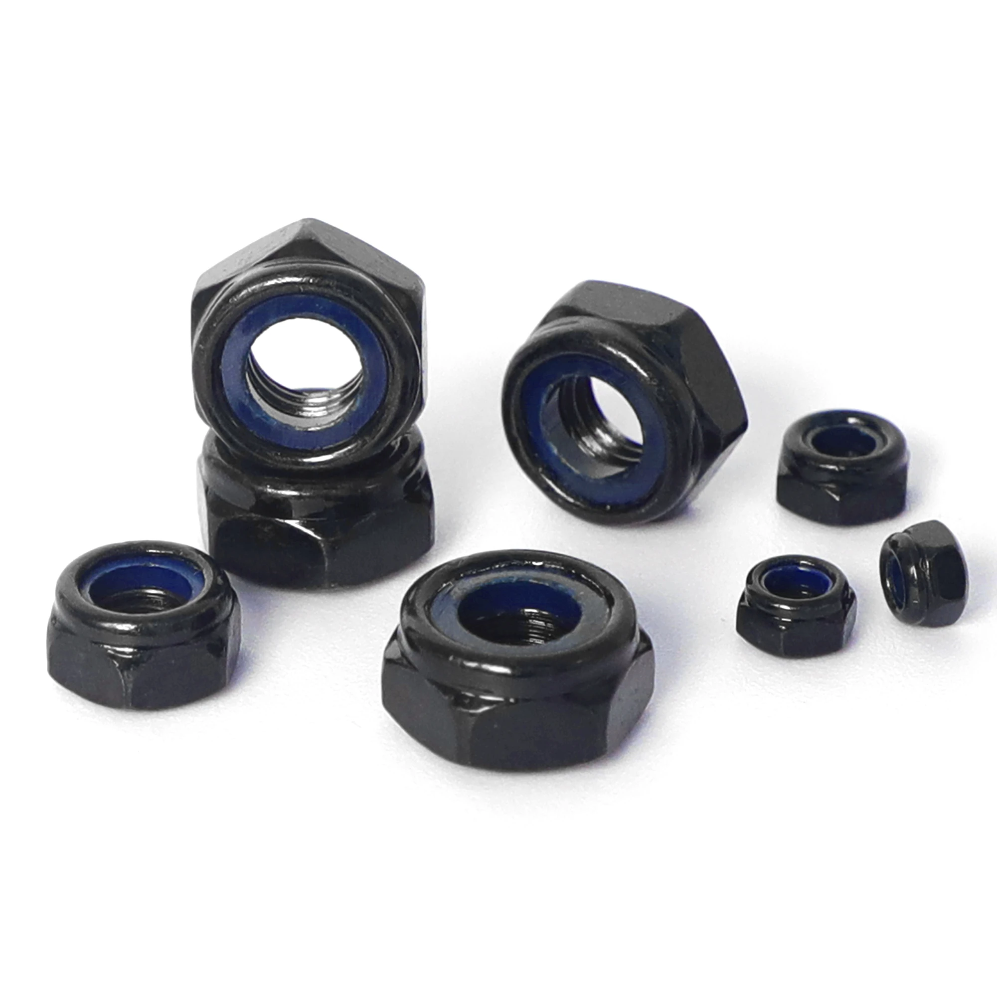20/50 шт. черные шестигранные стопорные гайки нейлоновая вставка гайка M3 M4 M5 M6 M8 M10